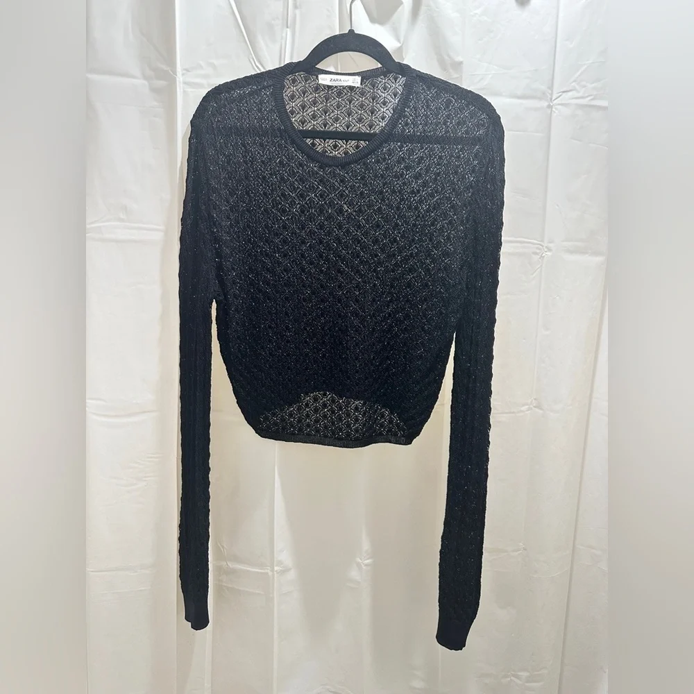 Zara Black Knit Patterned Top